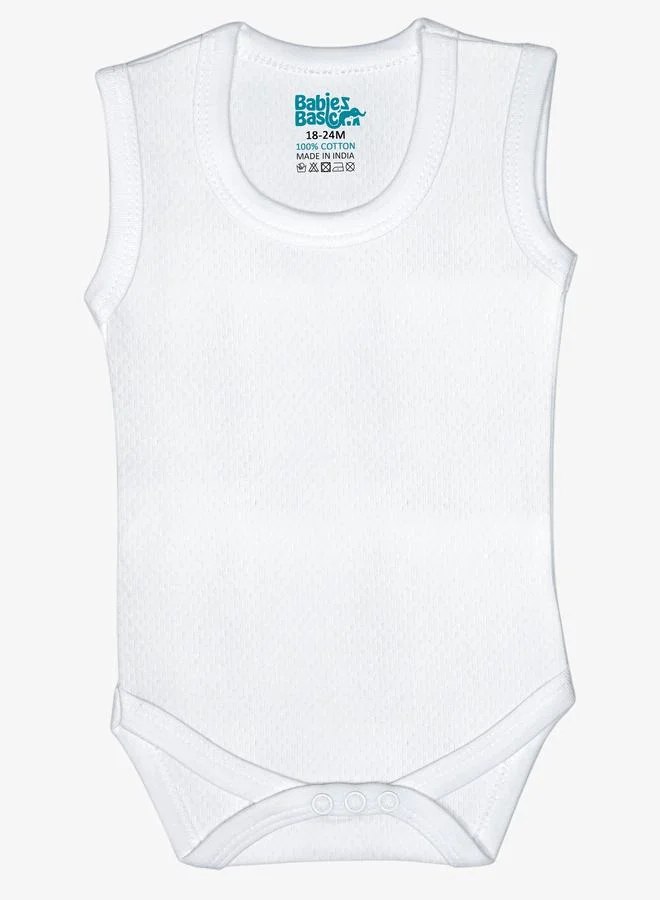 بابيز_بيسك طقم 3 قطع - بودي سوت بلا اكمام 100% قطن سوبر كومبد